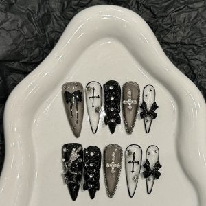 Gothic Cross & Bow Nails